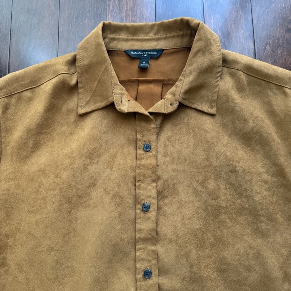 Banana Republic Factory Tan Button up Size S Long Sleeve Suede Shirt Jacket - Picture 2 of 8
